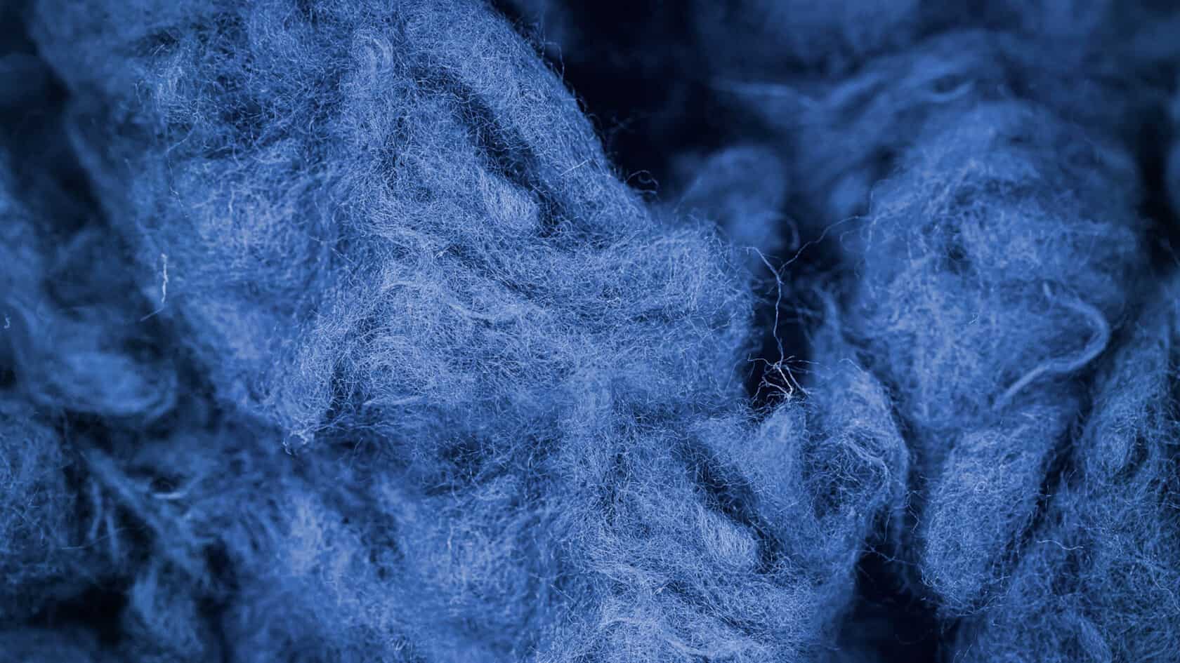 blue polyester fibers.