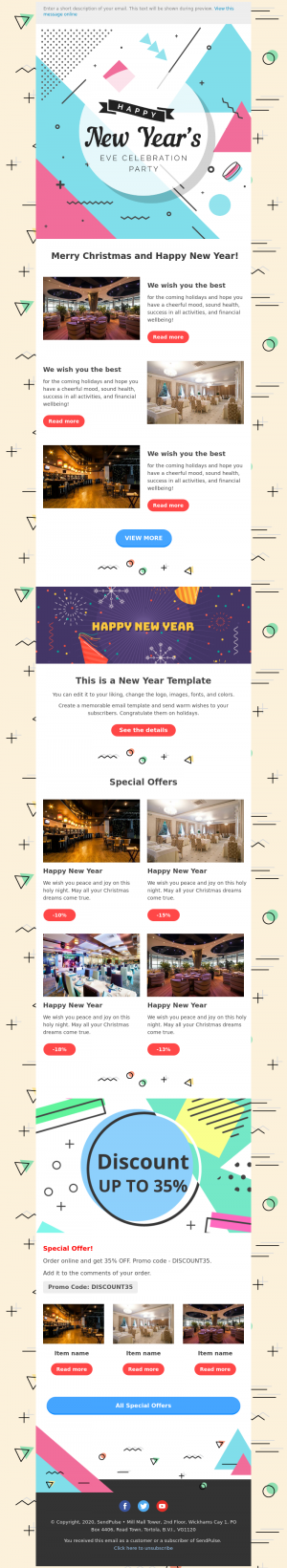 Holiday free email template