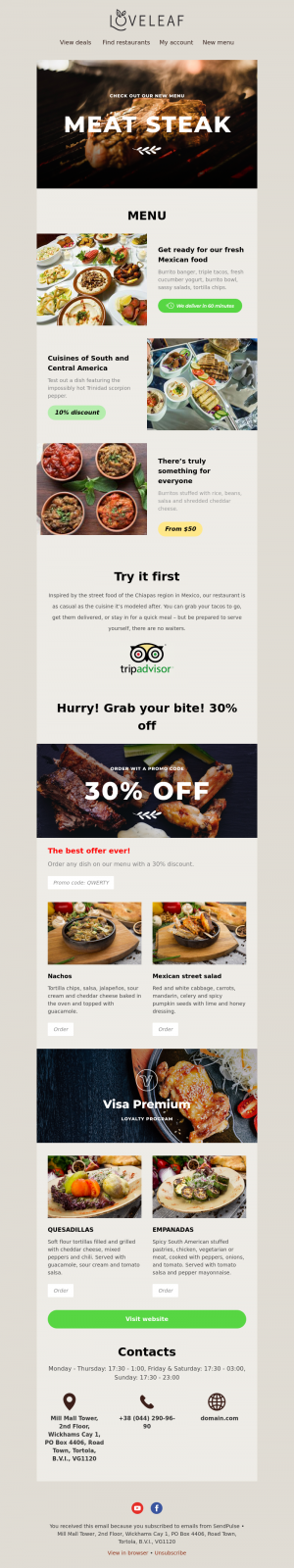 Restaurant free email template